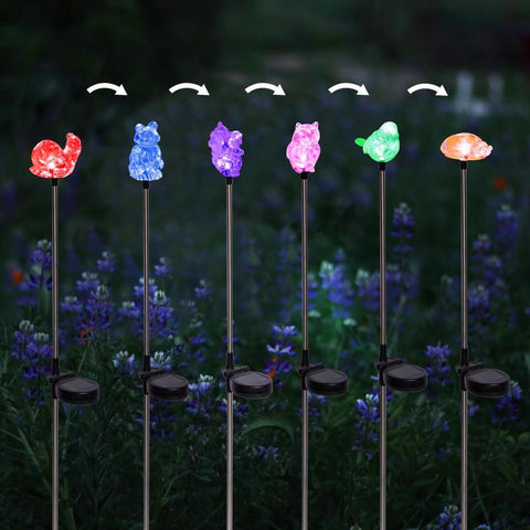Alpine Clear Acrylic/Metal Garden Friends Solar Garden Stake, Pack of 20