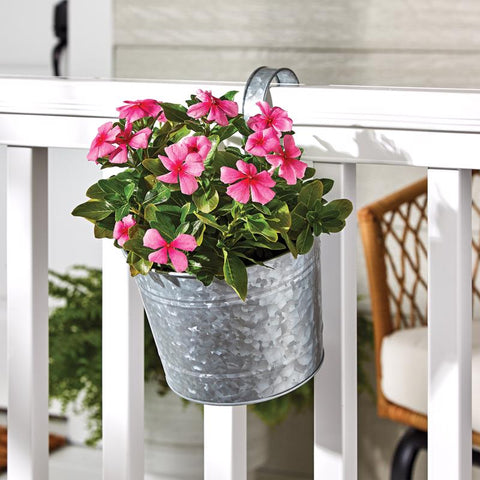 Panacea 6 in. H X 8 in. D Steel Over The Rail Planter Galvanized, Pack of 6