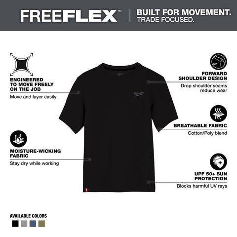 Milwaukee M Short Sleeve Men's Crew Neck Black Hybrid Work Tee Shirt