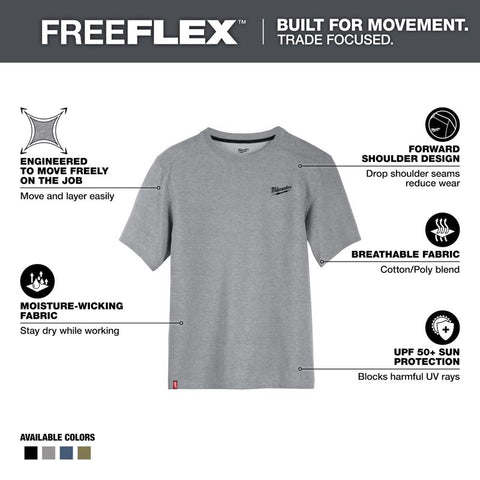 Milwaukee M Short Sleeve Men's Crew Neck Gray Hybrid Work Tee Shirt
