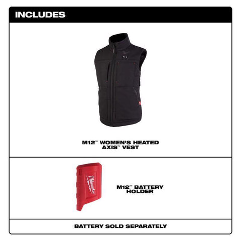 Milwaukee M12 M Sleeveless Women's Full-Zip Heated Vest (Vest Only) Black
