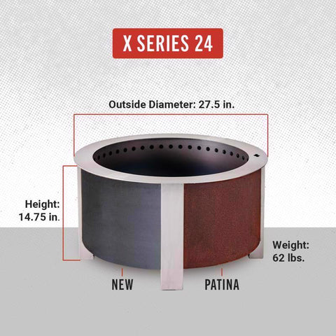 Breeo X Series 24 Corten Smokeless Fire Pit 24 in. W Corten Steel Outdoor Round Wood Fire Pit
