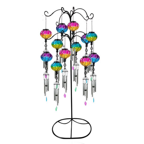 Alpine Assorted Glass/Metal 31 in. Solar Glass Balloon Wind Chime, Pack of 12