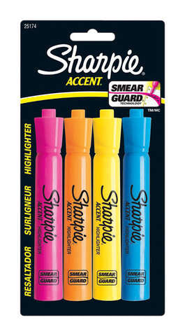 Sharpie Accent Neon Color Assorted Fine Tip Highlighter 4 pk, Pack of 6