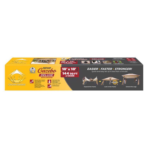 Crown Shade One Touch 150D Polyester Instant Gazebo Deluxe Replacement Canopy Cover 9.3 ft. H X 10 f