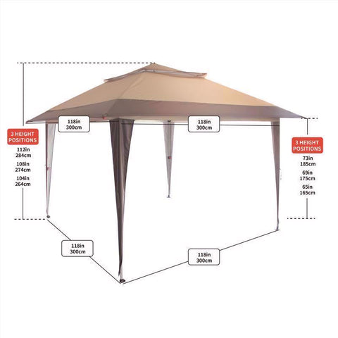 Crown Shade One Touch 150D Polyester Instant Gazebo Deluxe Replacement Canopy Cover 9.3 ft. H X 10 f