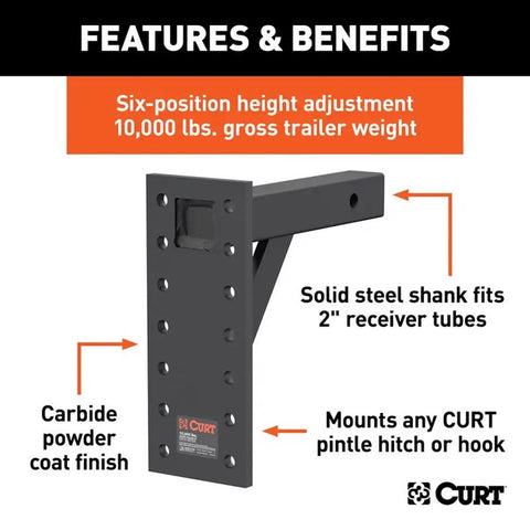 CURT 10000 lb. cap. 2 in. Pintle Mounting Plate