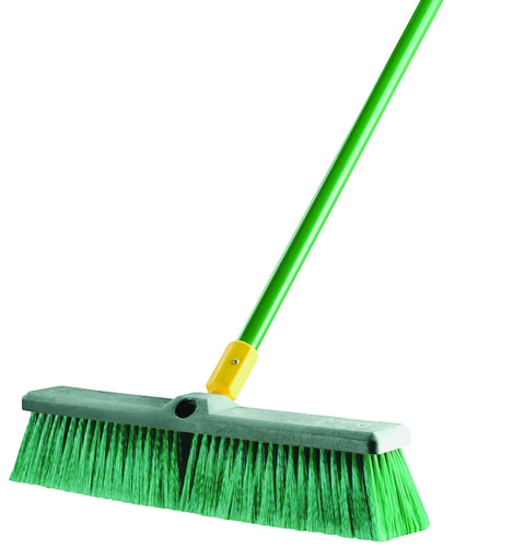 Quickie Bulldozer 00528 Push Broom, 18 in Block, Polypropylene Bristle, Steel Handle, 60 in Handle