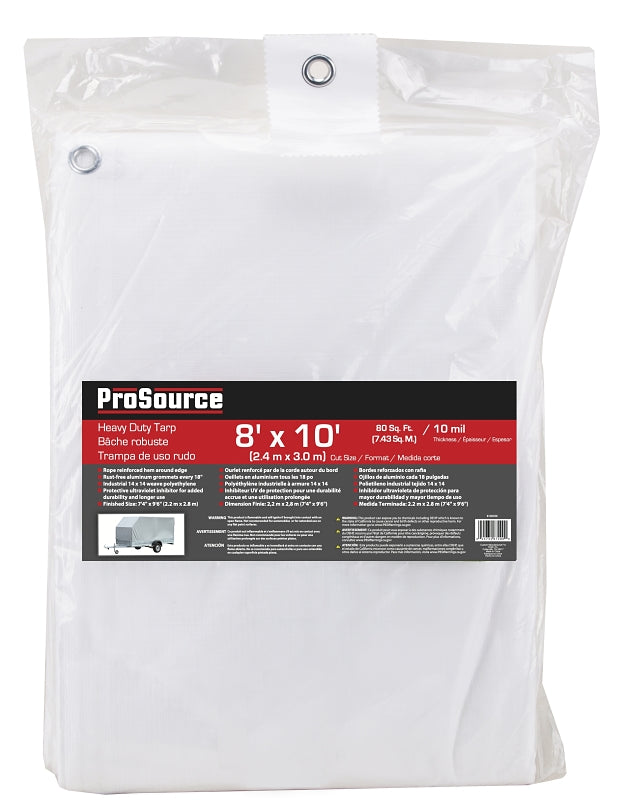 Shell Tarp ProSource TW0810 Tarp, 10 ft L, 8 ft W, 10 mil Thick, Plastic, White ...