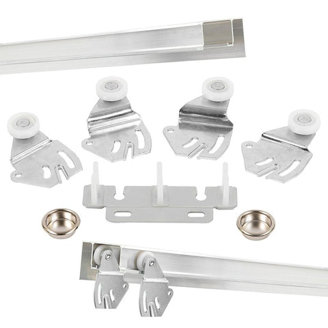Renin BP0022F-04800-AL Hardware and J-Track Set, 48 in L Track, Aluminum, For: 1-3/8 in THK Bypass Door