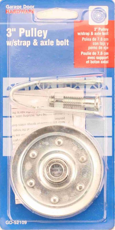 Prime-Line GD 52109 Pulley with Strap and Axle Bolt, 3 in Dia, 5/16 in Dia Bore, Steel
