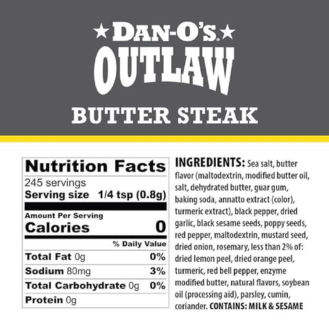 Dan-O's Outlaw Butter Steak BBQ Seasoning 6.9 oz