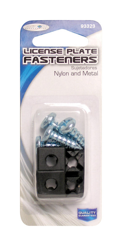 Custom Accessories Black/Silver Metal/Nylon License Plate Fasteners, Pack of 12