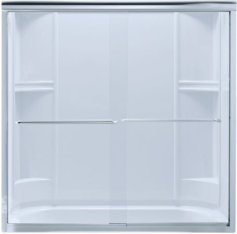 Sterling Finesse Series 5425-59S-G05 Bath Door, Frameless Frame, Aluminum Frame, Clear Glass, Tempered Glass