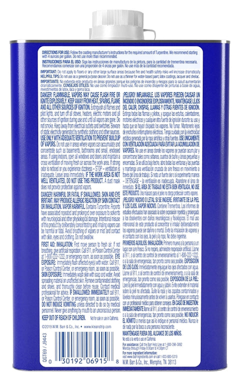 Klean Strip QGT69 Gum Spirit Thinner, Liquid, Pine, Clear, 1 qt Can, Pack of 6