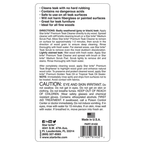 Star brite Teak Cleaner Liquid 32 oz