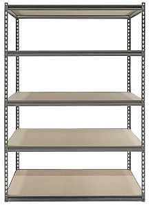 ProSource 310-ORG2505W Boltless Shelving Unit with Particle Boards, 4000 lb, 5-Shelf, 48 in OAW, 24 in OAD, 72 in OAH