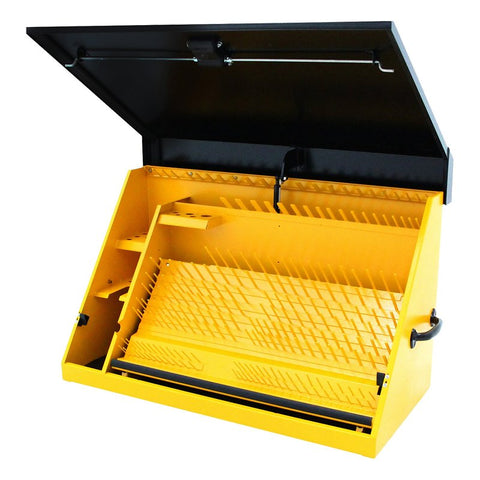 Quality Craft DXTB36BY Triangle Tool Box, Steel, Black/Yellow, 21.5 in H x 36.85 in W x 17.52 in D Outside