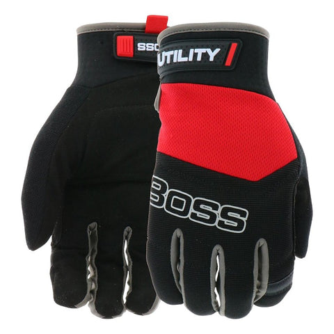 Boss Utility B52304-L Gloves, L, 8 to 8-3/8 in L, Reinforced Thumb, Hook and Loop, Slip-On Cuff, Synthetic Leather