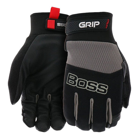 Boss Utility B52334-XL Gloves, Men's, XL, 8-3/8 to 8-3/4 in L, Reinforced Thumb, Hook and Loop Cuff, Black