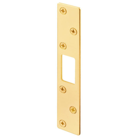 Defender Security U 9535 Deadbolt Strike Plate, 5-7/8 in L, 1-1/8 in W, Steel, Brass