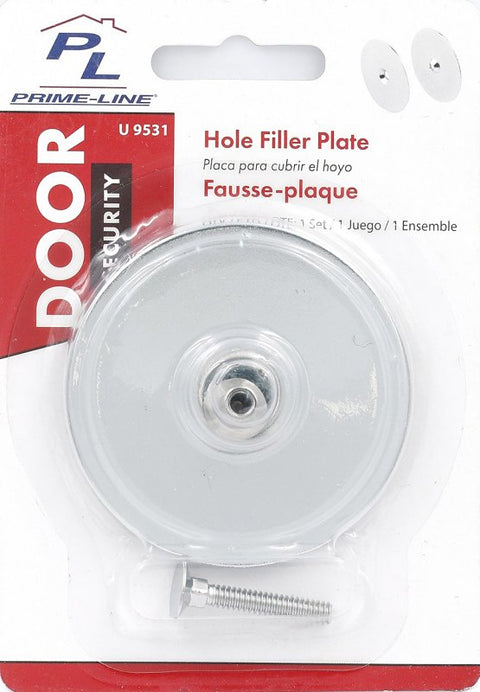 Defender Security U 9531 Hole Filler Plate, Steel, Chrome, For: 1-3/4 in Thick Doors