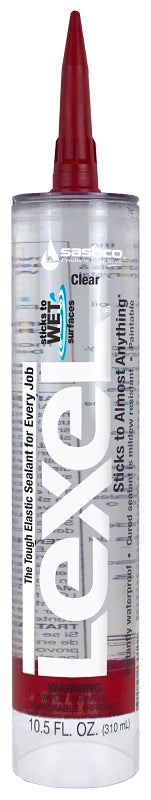 Sashco 13010 Elastic Sealant, Clear, 7 days Curing, 0 to 120 deg F, 10.5 oz Cartridge, Pack of 12