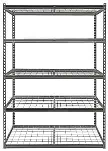 ProSource 310-ORG2505M Boltless Shelving Unit with Wire Decking, 5000 lb, 5-Shelf, 48 in OAW, 24 in OAD, 72 in OAH