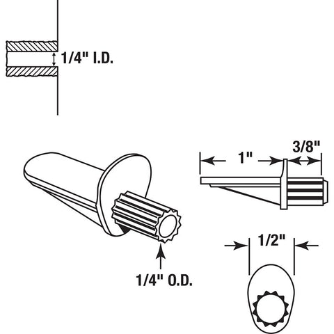 Prime-Line U 9256 Shelf Support Peg, Utility Hook, Specifications: 1/4 in Dia x 3/8 in L Pin, Wall Mount, Raw, 5 lb