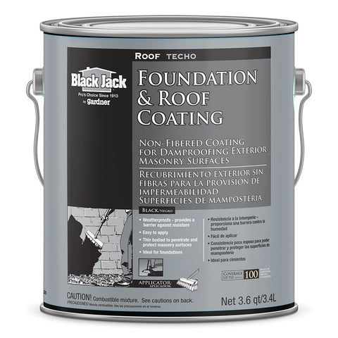 Black Jack 6025-9-34 Roof and Foundation Coating, Black, 3.6 qt Pail, Liquid, Pack of 6