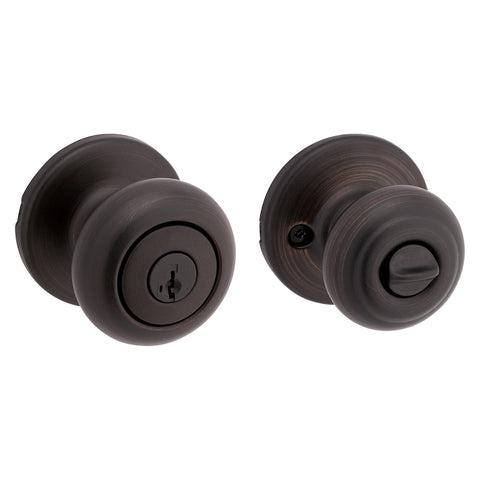 Kwikset Cove Series 400CV-11P-SMT-6AL-RCS Entry Knob, Venetian Bronze, Zinc, KW1 Keyway, Re-Key Technology: Smartkey