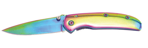 Frost Cutlery Cameleon Stainless Steel Pocket Knife Rainbow