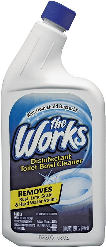 The Works 33310WK Toilet Bowl Cleaner, 32 oz Bottle, Liquid, Mint, Blue, Pack of 12