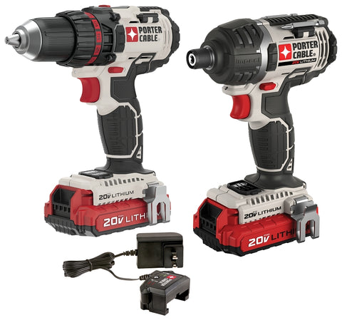 Porter-Cable PCCK602L2 Combination Tool Kit, Battery Included, 1.5 Ah, 20 V, Lithium-Ion, 2-Tools