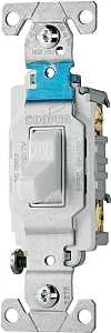 Eaton Wiring Devices CS115W Toggle Switch, White, 15 A, 120/277 V, Screw Terminal, Nylon Housing Material