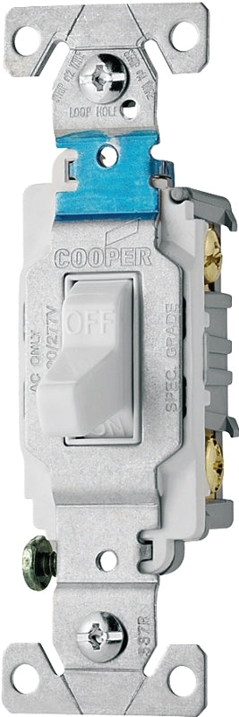 Eaton Wiring Devices CS115W Toggle Switch, White, 15 A, 120/277 V, Screw Terminal, Nylon Housing Material