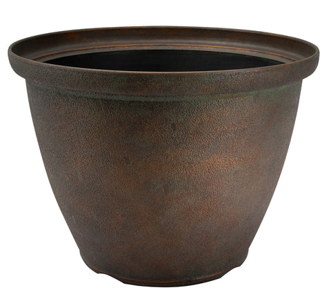 Landscapers Select S140816-1122 High-Drum Planter, 16 in Dia, 11.75 in H, Round, High-Density Resin, Bronze, Bronze, Pack of 6