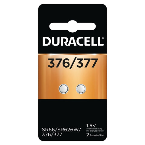 Duracell D377B2PK08 Button Cell Battery, 1.55 V Battery, 24 mAh, 377 Battery, Silver Oxide, Pack of 36