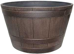 Southern Patio HDR-055464 Planter, 13.04 in H, 22.24 in W, 22.24 in D, Round, Whiskey Barrel Design, Resin