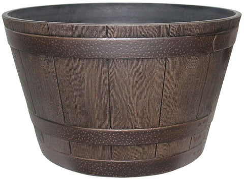 Southern Patio HDR-055464 Planter, 13.04 in H, 22.24 in W, 22.24 in D, Round, Whiskey Barrel Design, Resin