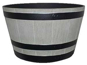 Southern Patio HDR-055457 Whiskey Barrel Planter, 15-1/2 in Dia, 9.1 in H, 15.4 in W, 15.4 in D, HDR, Birchwood/Gray