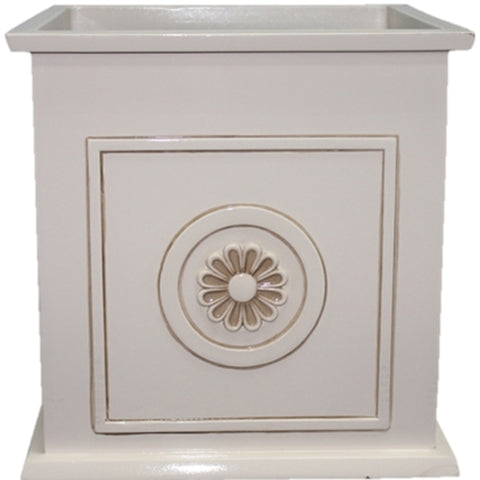 Southern Patio CMX-047001 Planter, 16 in H, 16 in W, 16 in D, Square, Ceramic, Ivory, Gloss