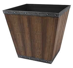 Landscapers Select S161015-12064-B Square Whiskey Barrel Planter, 13-1/4 in H, 14-1/2 In W, Square, High-Density Resin, Pack of 6