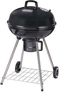 Omaha DFKP22443L Charcoal Kettle Grill, 2-Grate, 397 sq-in Primary Cooking Surface, Black, Steel Body
