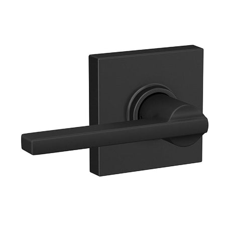 Schlage F Series F10 V LAT 622 COL Passage Lever, Mechanical Lock, Matte Black, Metal, Residential, 2 Grade