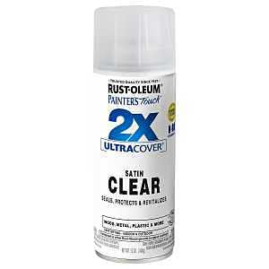 Rust-Oleum Painter's Touch 2X Ultra Cover 346952 Spray Paint, Satin, Clear, 12 oz, Aerosol Can