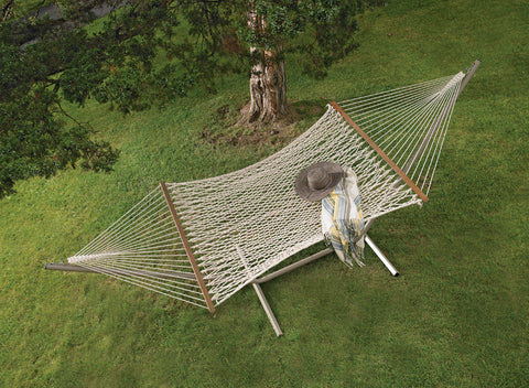 Castaway Deluxe Rope Hammock 60 in. W x 156 in. L Cotton White