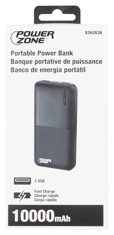 PowerZone S80 Power Bank, 10000 mAh Capacity, Black