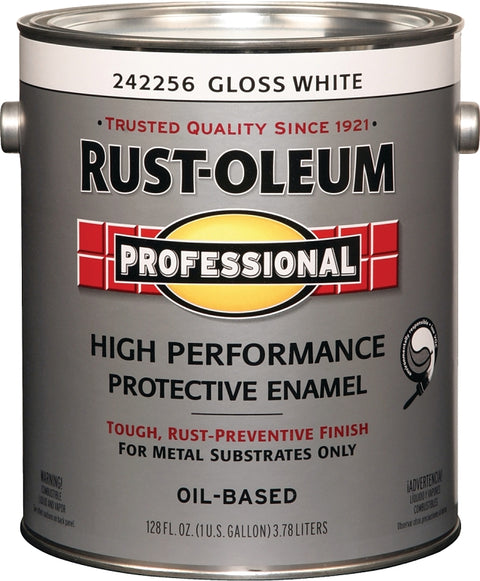 RUST-OLEUM PROFESSIONAL 242256 Protective Enamel, Gloss, White, 1 gal Can, Pack of 2