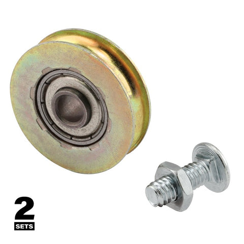 Prime-Line D 1502 Door Roller, 1/4 in ID x 1-1/4 in OD Dia Roller, 5/16 in W Roller, Steel, Tan, 2-Roller